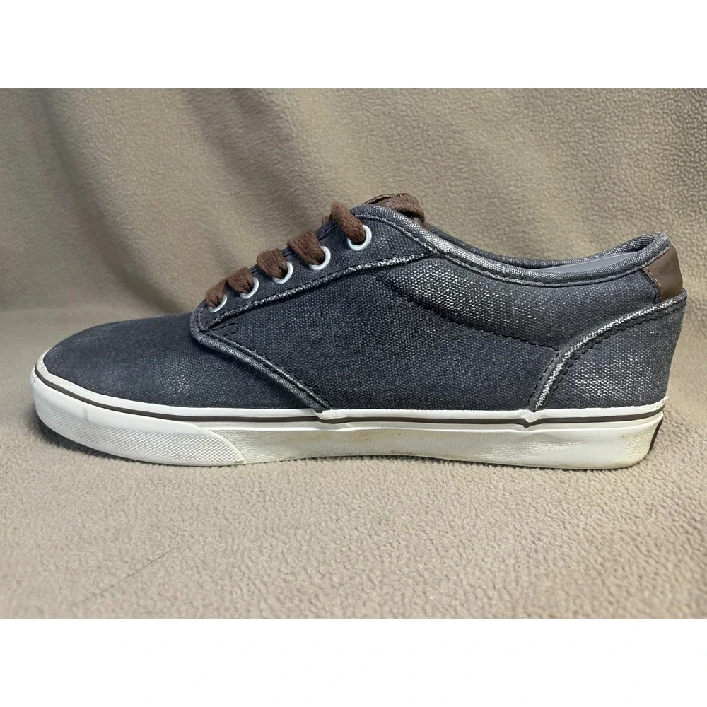Vans Off The Wall Mens 9 Charcoal Grey Brown‎ Canvas Low Top Skate Shoes